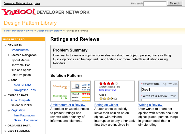 Yahoo! Design Pattern Library Site